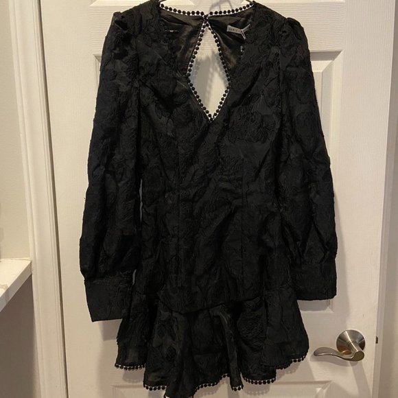 BLACK ROSE RUFFLE DRESS - Picture 1 of 4
